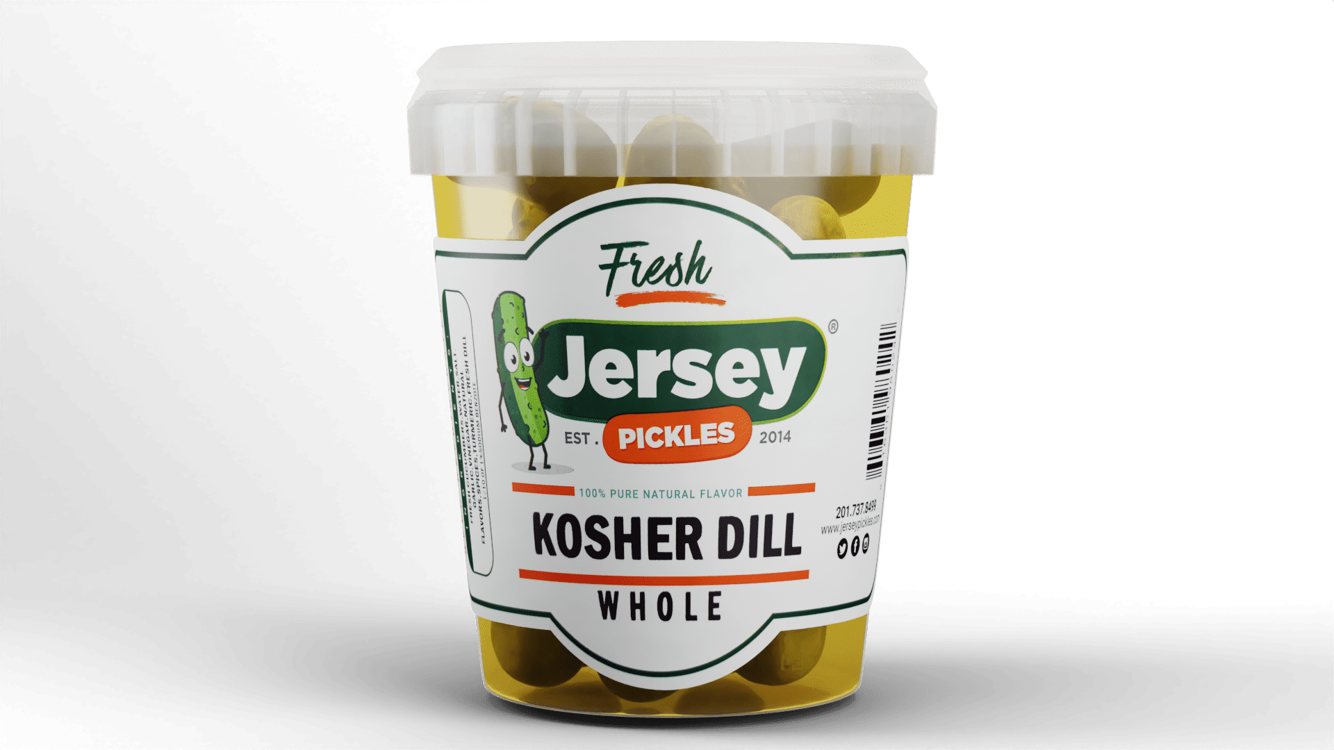 Jersey Pickles Whole Kosher Dill Pickles, Classic Flavor with Garlic, Made from Fresh Cucumbers