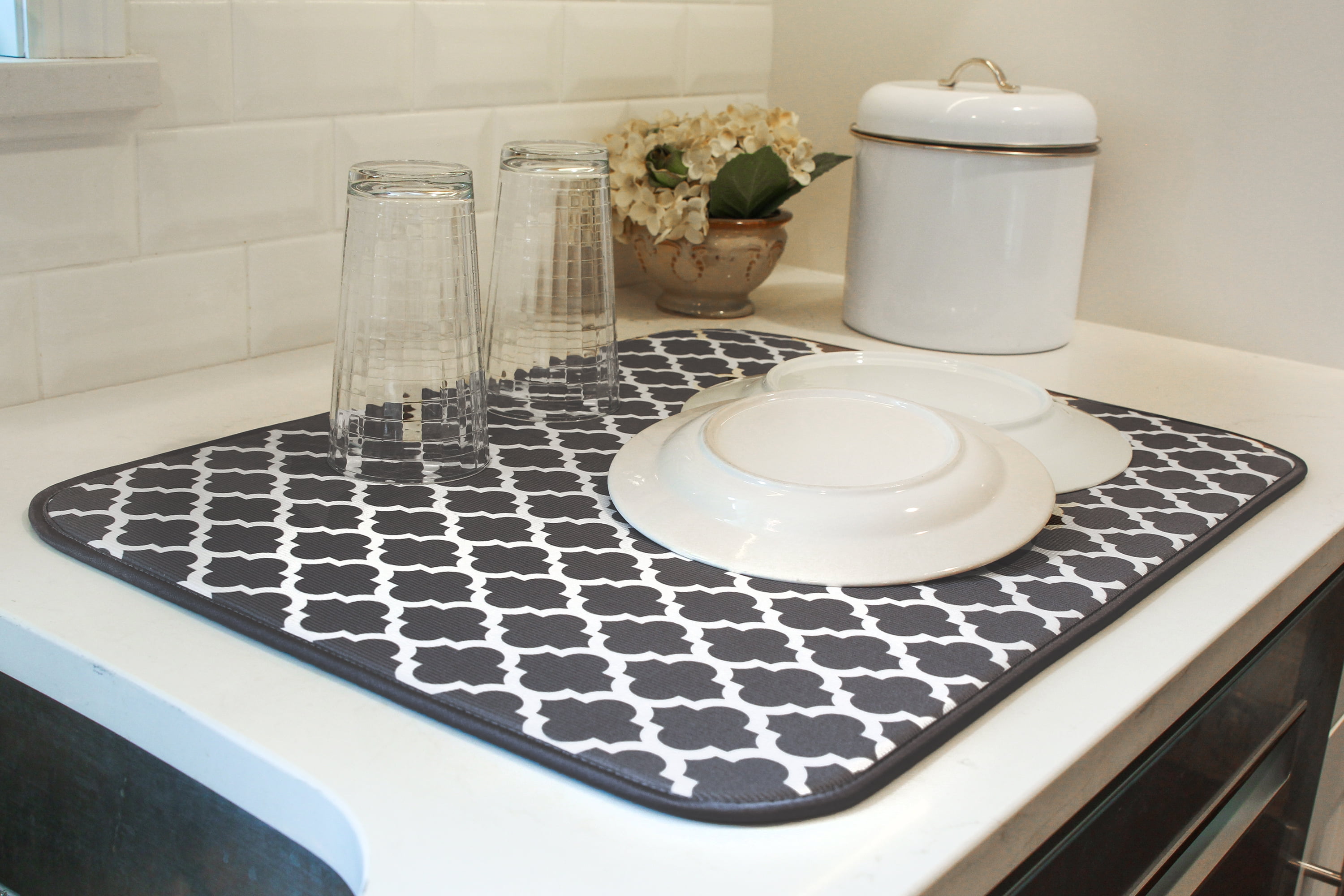 S T INC. Absorbent Reversible XL Microfiber Dish Drying Mat Wet Fabric Dryer 18x24 Inch Marble for Kitchen Walmart