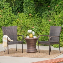 Palmer Outdoor 3 Piece Wicker Stacking Chair Chat Set, Multibrown
