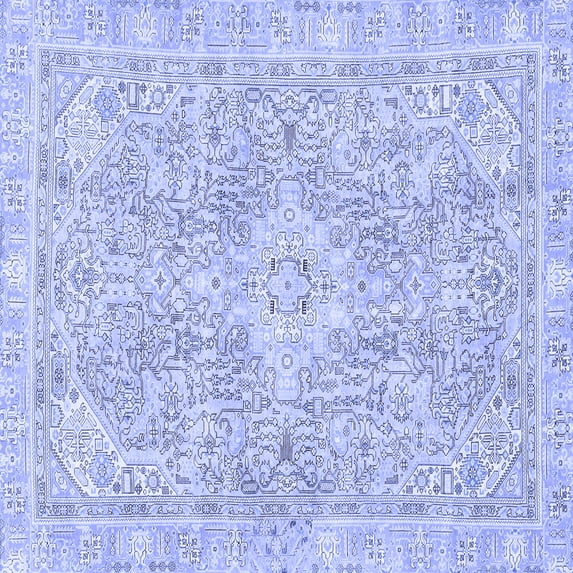 Ahgly Company Indoor Square Abstract Blue Modern Area Rugs, 5' Square