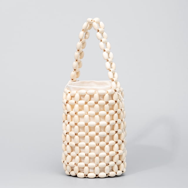 Xiao Hua Bolso de hombro tejido para mujer, bolso de mano y neceser, elegante bolso de playa de verano, 12 x 12 x 17 cm (blanco)