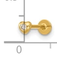 thumbnail image 2 of Primal Gold 14 Karat Yellow Gold 18 Gauge Cubic Zirconia Heart Labret/Face Body Jewelry, 2 of 4