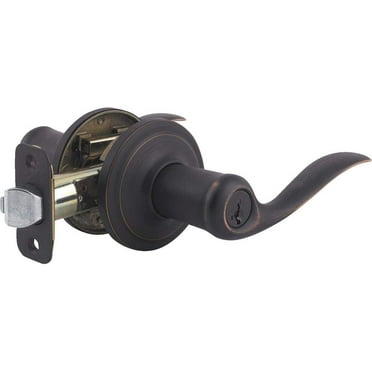 Kwikset Tustin Entry Lever featuring SmartKey in Venetian Bronze