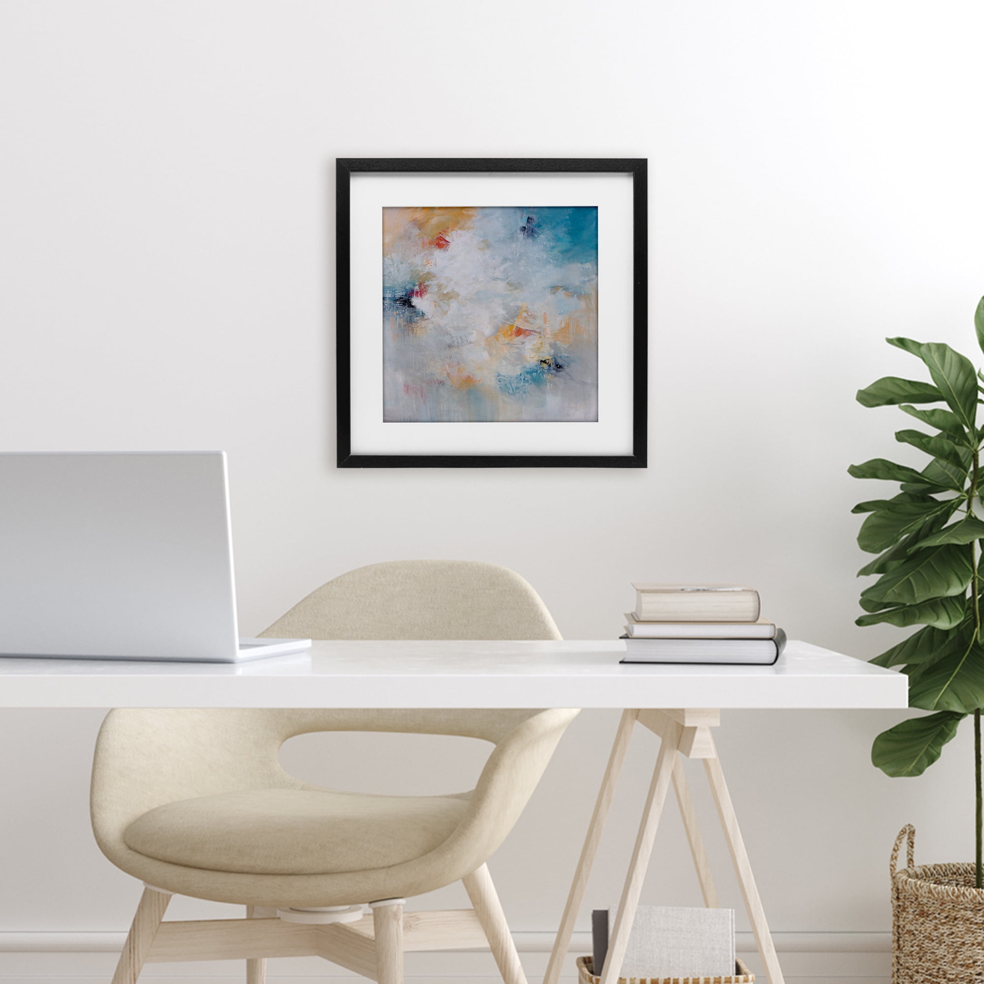 Veiled Dance Abstraction Black Framed Print Under Glass, design by Karen Hale