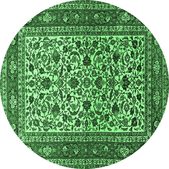 Ahgly Company Indoor Round Persian Emerald Green Traditional Area Rugs, 6' Round