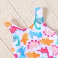 thumbnail image 5 of ASFGIMUJ Toddler Swimsuits For Girls One Piece Summer Cartoon Dinosaur Prints Swimwear Beach Onesie Bikini Bathing Suits For Teens Girls,Size 5 Years-6 Years Red, 5 of 8