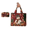 thumbnail image 5 of Christmas Quilted Tote Bag for Women, Large Reusable Shopping Bag, Holiday Print Shoulder Handbag, Grocery Travel Gift Tote Purse, 5 of 6