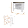 thumbnail image 3 of Knubmt Wood Kitchen Island with 3 Open Shelves, Island Table for Living Room, Dining Room, Kitchen, White + Brown, 3 of 8