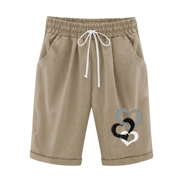 LOVZFMLL Shorts de Baseball Imprimés à Taille Élastique pour Femmes avec Cordon de Serrage Kaki TG