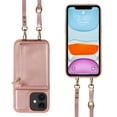 thumbnail image 4 of Feishell for iPhone 11 Crossbody Wallet Phone Case with Hand Strap & Shoulder Strap,Premium PU Leather RFID Blocking Card Slots Zipper Pocket Back Purse Kickstand Phone Case,Rosegold, 4 of 12