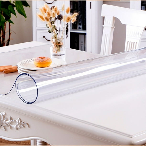 Ustyle nappe imperméable PVC clair résistant à l'huile nappe transparente  ronde en plastique maison hôtel Table à manger tapis protecteur 