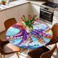 thumbnail image 2 of Octopus Tentacles Elastic Fitted Round Table Cover Sea Ocean Animal Underwater Marine Life Waterproof Outdoor Tablecloth for Holiday Party, Picnic, Patio & Dining Fits Tables Up to 55"-60", 2 of 8