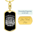 thumbnail image 3 of All Anxieties On Him 1 Peter 5:7 Stainless Steel or 18k Gold Premium Swivel Dog Tag Keychain, 3 of 10