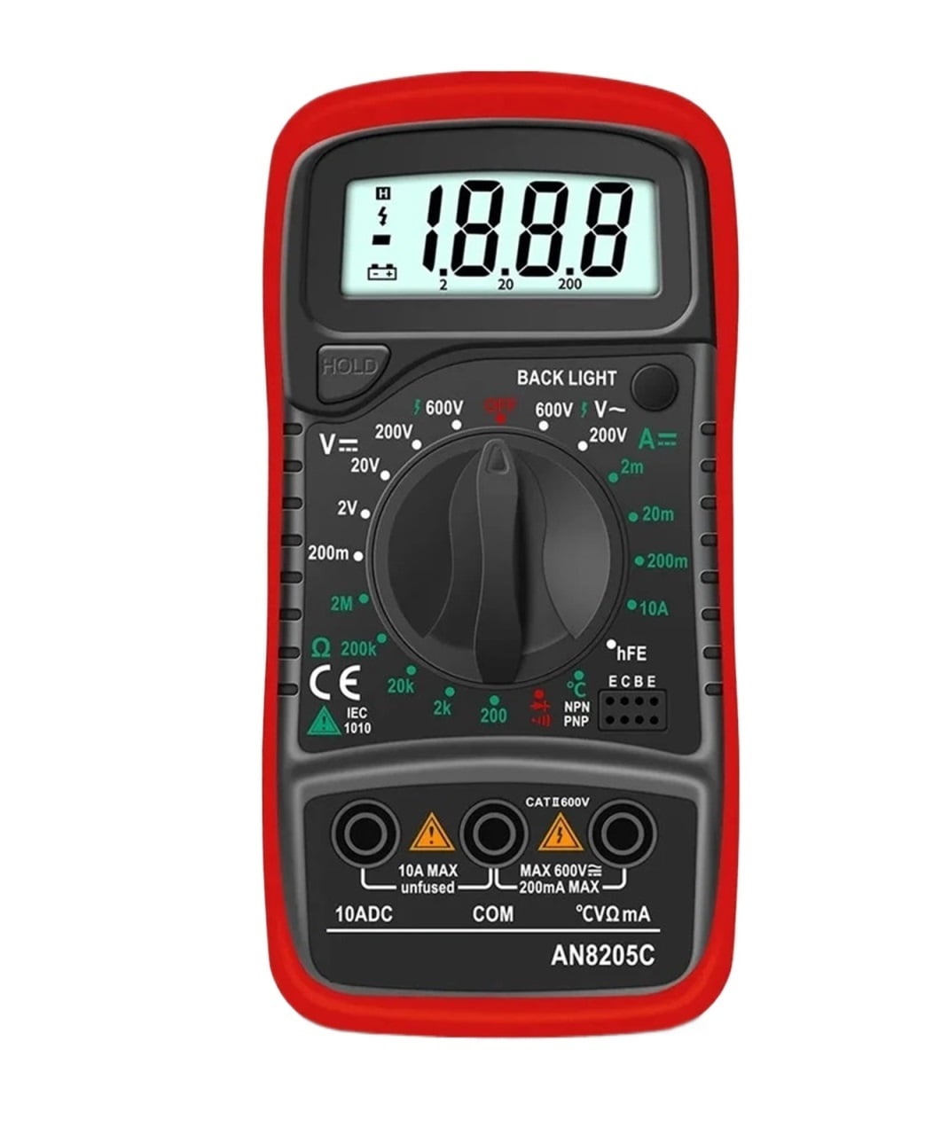 AN8205C Digital Multimeter Auto Range Backlight AC/DC Ammeter Volt Ohm Tester Portable Meter Multimetro With Thermocouple ,Versatile Measurement