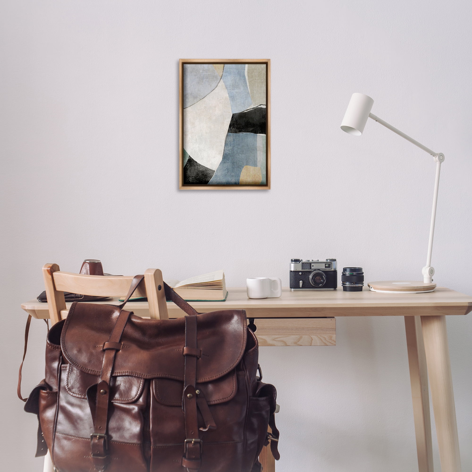 Stupell Industries Cutout Shapes Composition Abstract Painting Brown Floater Framed Canvas Art Print Wall Art, 17 x 25