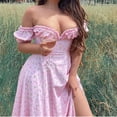 thumbnail image 3 of Vestido largo Macarena con estampado floral rosa XXL, 3 of 8