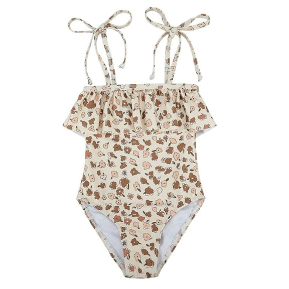 RUTAYY Toddler Girls Monokini One-Piece Swimsuit Colorful Floral Print Rash Guard For Beach & Pool Summer Tropical Swimwear Beachwear, 12-18 Months