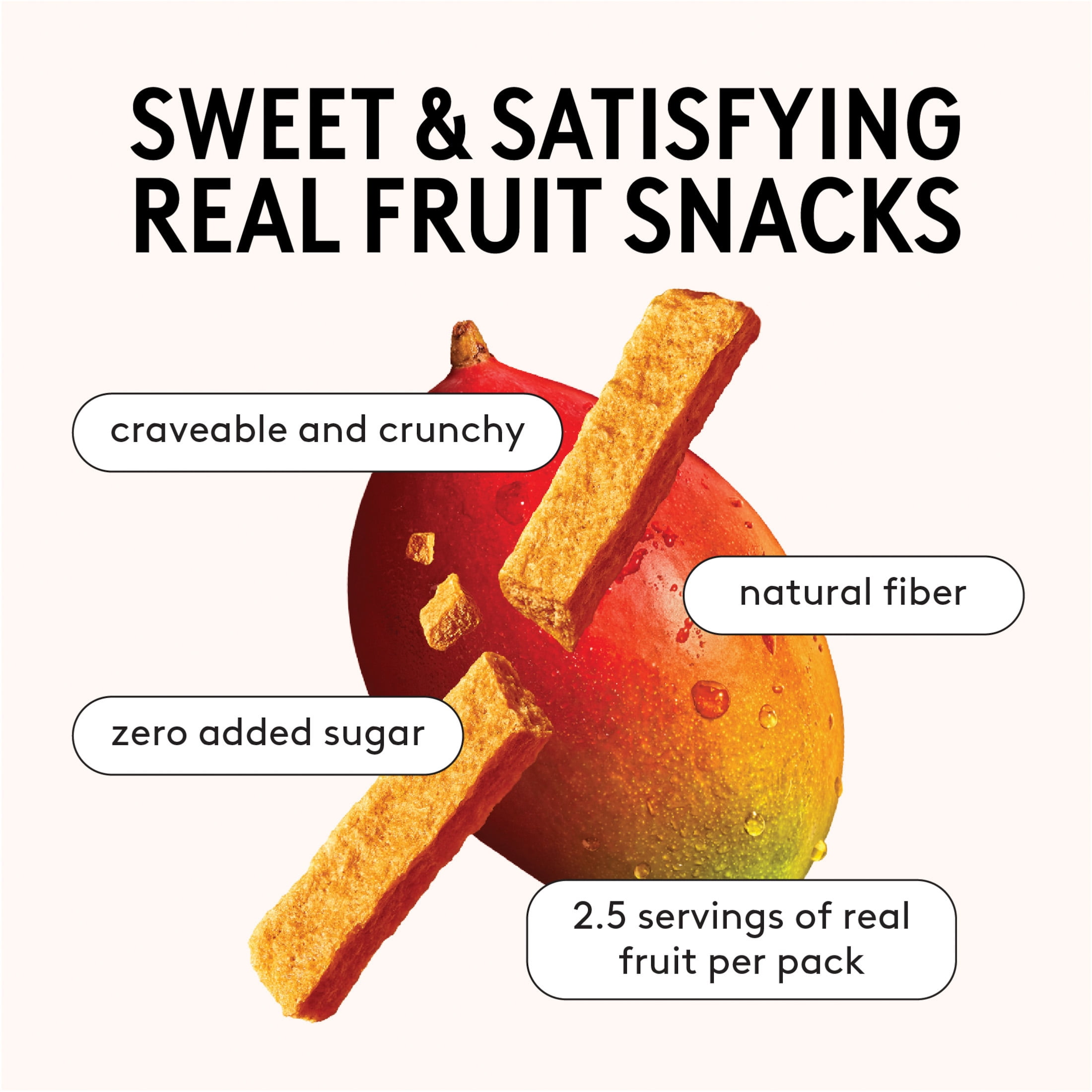 Kencko Mango Snaps, Superfood Fruit Straws, 1 oz Resealable Bag