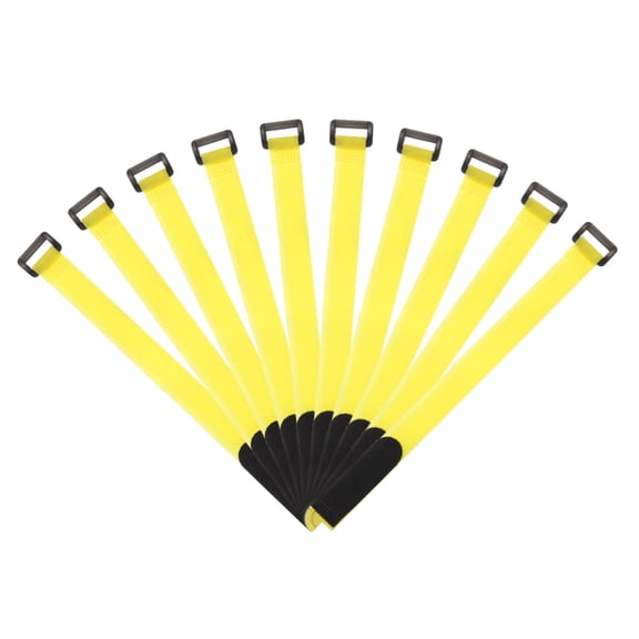 Uxcell Fastening Hook and Loop Cable Tie 12 Inch x 13/16 Inch Reusable with Buckle Yellow 10Pcs