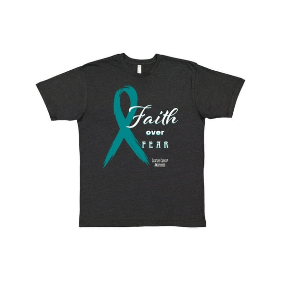 Inktastic Faith over Fear Ovarian Cancer Awareness with Teal Ribbon T-Shirt