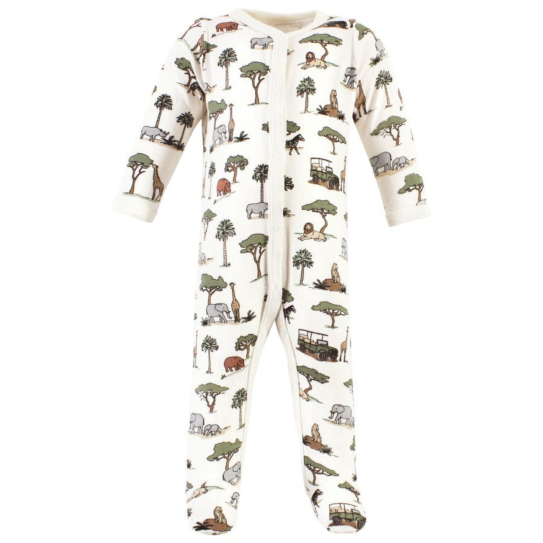 Hudson Baby Infant Boy Cotton Sleep and Play, Bodysuit and Bandana Bib Set, Going On Safari, Newborn