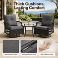 thumbnail image 5 of 3-Piece Outdoor Swivel Rocking Chairs Set, Weather-Resistant Patio Furniture for Porch Backyard Poolside, with Coffee Table & Thick Cushions, Easy Assembly, Wicker 360° Swivel Rocker Bistro Set, 5 of 9