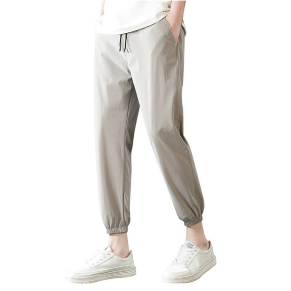 Men's Casual Pants Mens Casual Joggers Pants Drawstring Hiking Outdoor Twill Track Sweatpants With Pockets Grey 6XL