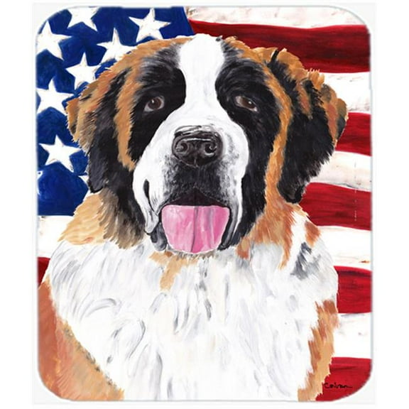 Usa American Flag With Saint Bernard Mouse Pad, Hot Pad Or Trivet