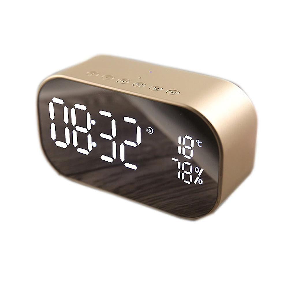 Alarm Clock Mirror Surface Bluetooth Wireless Desktop Dual Speaker Music Player