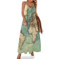 thumbnail image 1 of Vestido con mapa del Viejo Mundo, vestido largo moderno con mapa antiguo, cuello en V, estilo bohemio, para playa, tirantes, moda urbana, vestidos de gran tamaño, 1 of 7