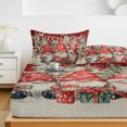 thumbnail image 6 of Queen Size Fitted Sheet Set - Christmas 3 Piece Bedding Sets 16" Deep Pocket Fitted Sheet with 2 Pillowcases, Snowflake Gnomes Retro Xmas Tree Red Brushed Microfiber Hotel Luxury Bed Sheets, 6 of 9
