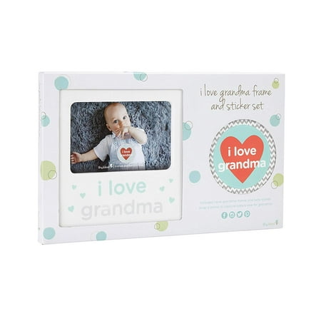 Tiny Ideas I Love Grandma Baby Belly Sticker and Sentiment Keepsake Photo Frame Gift Set, White