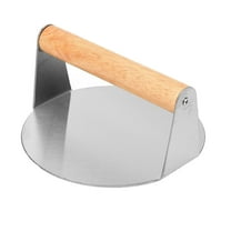 GOGHOST Stainless Steel Meat Press, Wooden Handle Grill Press, Barbecue Accessory Tool 1Pcs