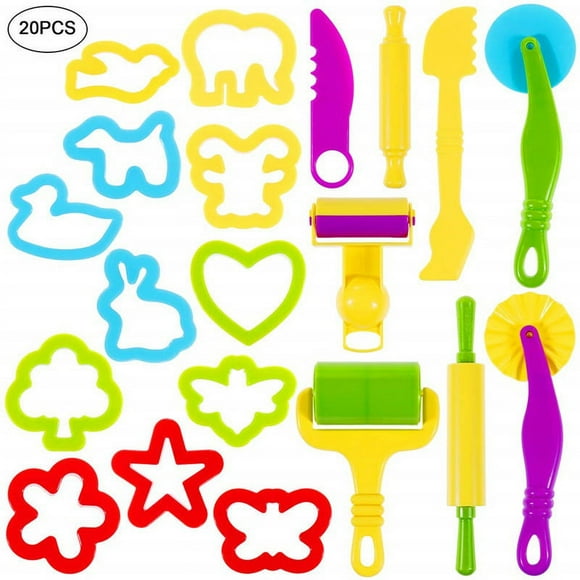 Creative Dough Tools Set, Lightweight Durable Plastic Molds, Assorted Bright Colors, 20Pcs Non-Toxic Playdough Accessories For Preschool Toys, Enhance Imagination And Creativity