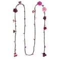 thumbnail image 3 of Chic Multi Pink Daisy Floral Mix Stone Genuine Leather Lariat Wrap Necklace, 3 of 6