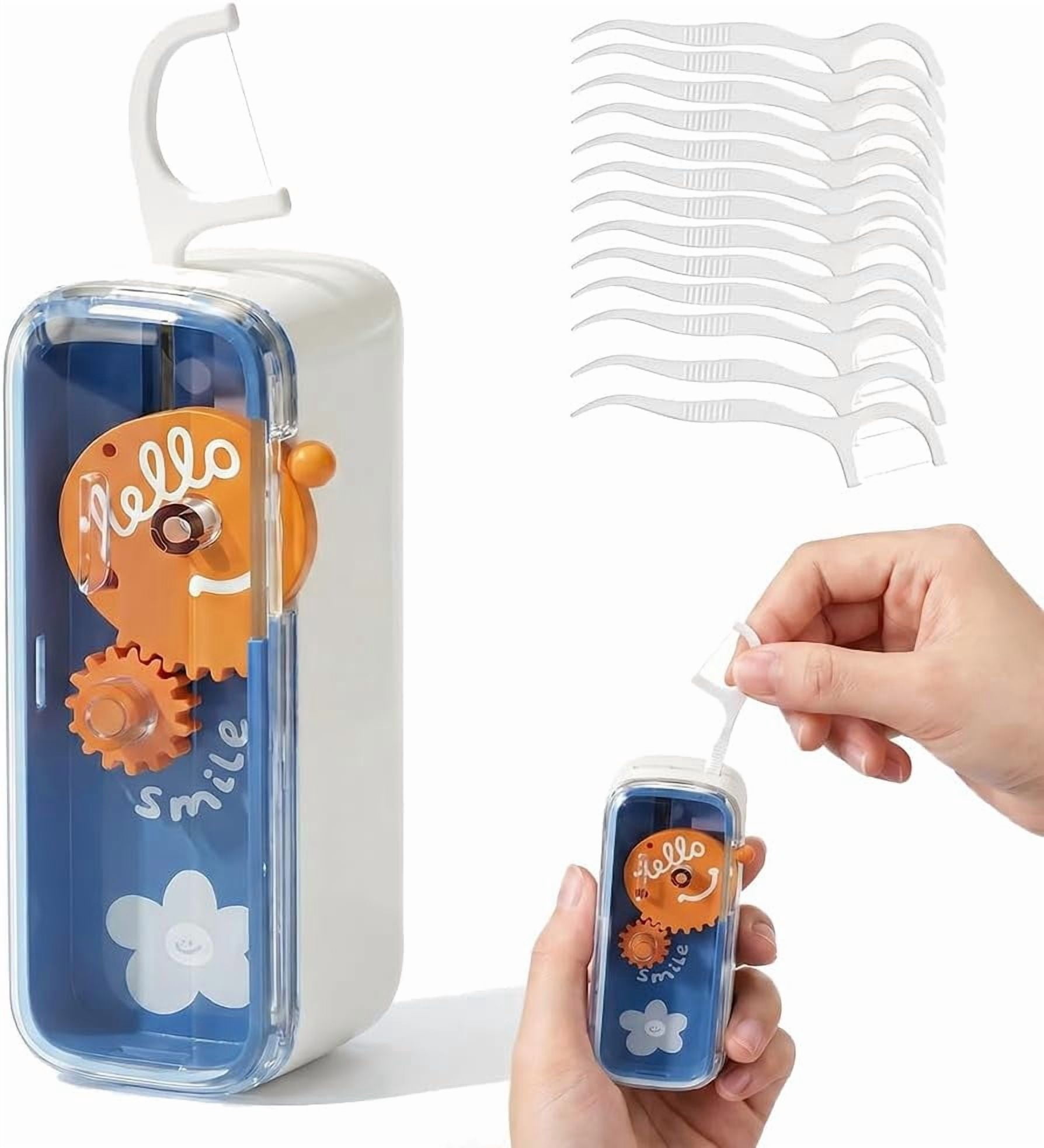 Automatic Pop-up Portable Floss Dispenser with 50 Pcs Dental Floss, 2026 New Travel Floss Picks Dispenser, Refillable Tooth Pick Holder for Home Travelling On-the-Go Oral Care