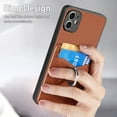 thumbnail image 6 of Carbon Fiber Patterned Case for iPhone 12, Wallet case with [360°Rotation Ring Kickstand] Credit Card Holder,PU Leather Shockproof Cover Women Men For iPhone 12, Brown, 6 of 8