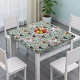 thumbnail image 3 of Green Chicken Floral Pattern Square Fitted Tablecloth with Elastic Edge,Square Table Cover,Washable Elastic Table Cover for Home Kitchen Party Decor 34"x34", 3 of 6