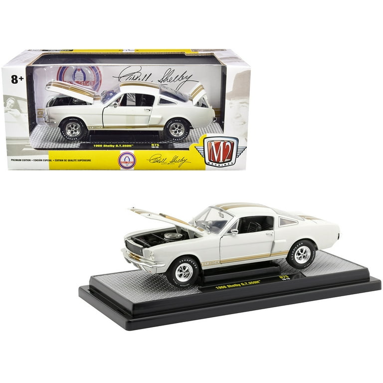 1966 Ford Mustang Shelby GT350H Wimbledon White with Gold Stripes Limited  Edition to 5880 pieces Worldwide 1/24 Diecast Model Car by M2 Machines
