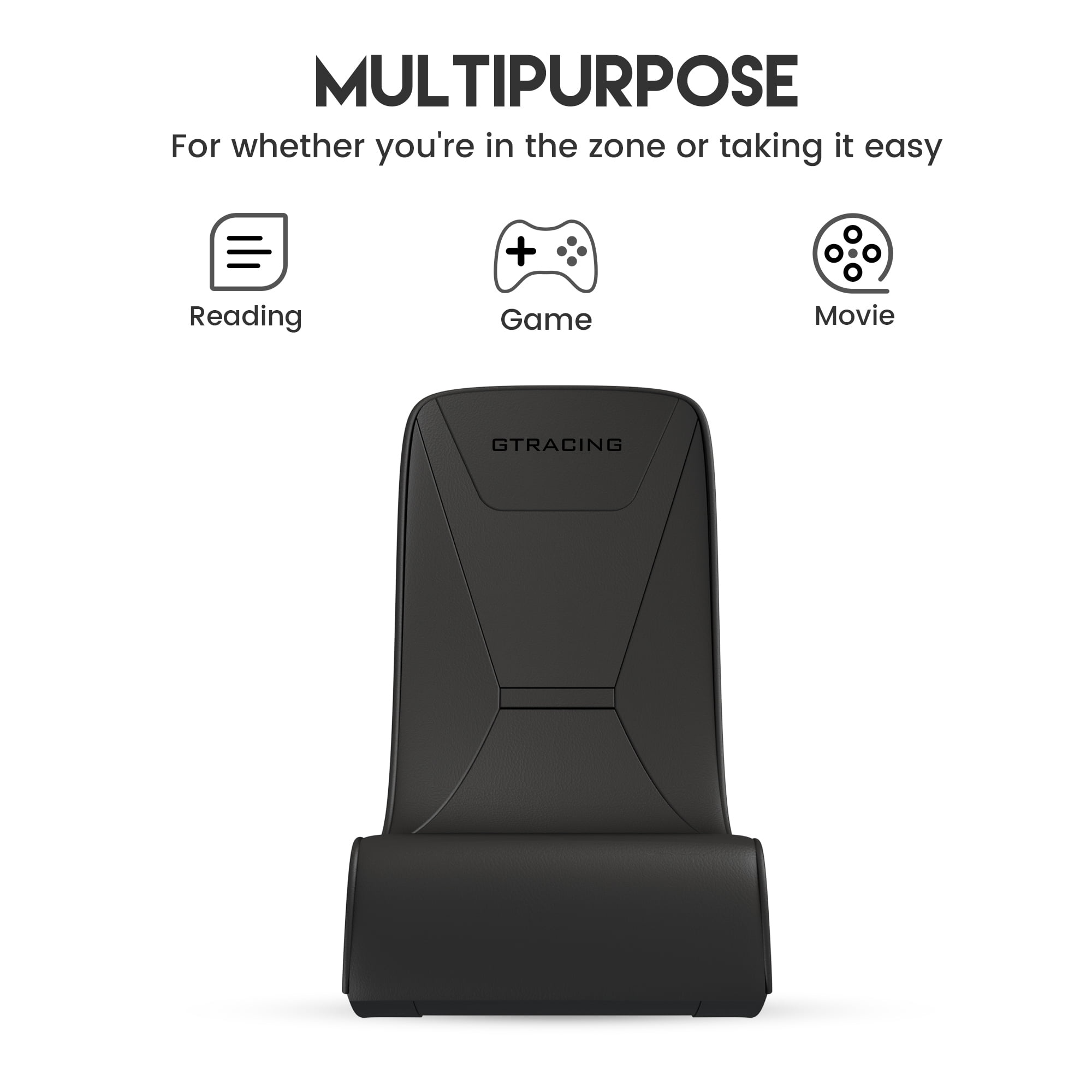 GTRACING Faux Leather Floor Rocker Video Gaming Chair, Black