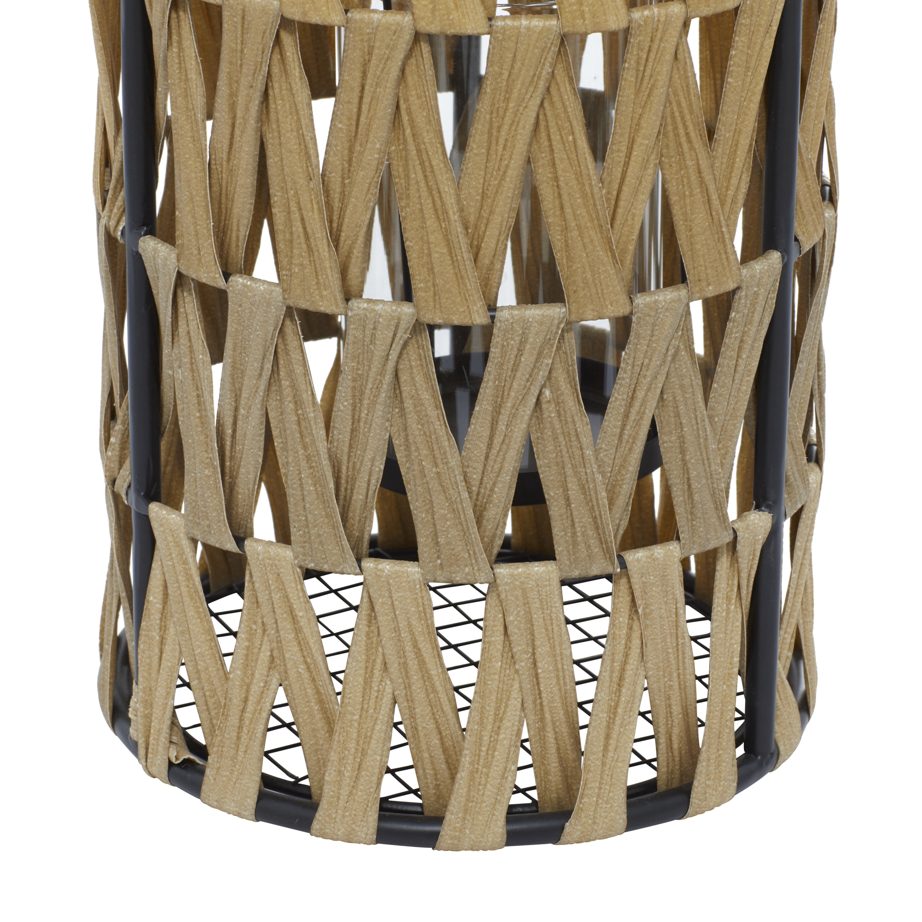DecMode Brown Plastic Rattan Decorative Candle Lantern