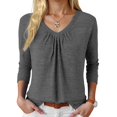 thumbnail image 2 of larppty Women Tops Long Sleeve Shirts V Neck Loose Fit Soft Casual Solid Color T-Shirts Fall Clothing (Grey, XXL), 2 of 5