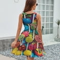thumbnail image 6 of Pastel Rainbow Lollipop Dress Fashion Beach Long Dresses Female Party Printed Sundress, 6 of 7