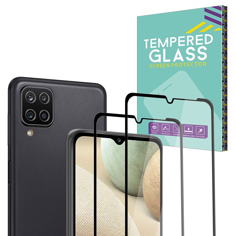 NIFFPD 2 Pack Screen Protector Designed for Samsung Galaxy A12 5G, Ultra HD Full Screen Tempered Glass, Black Border, Scratch Resistant, Easy Install