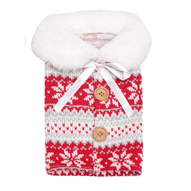 Billuyoard Botella de vino de Navidad Bolsa Manga Tejido de punto Vestido Suministros Patrón de copo de nieve Decoraciones de Fiesta Kits de decoración para fiestas Copo de nieve