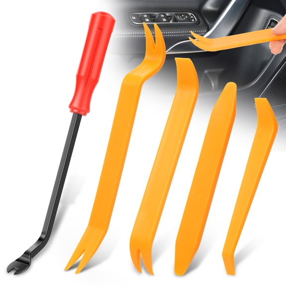 4Pcs Trim Removal Tool Kit，Professional Auto Door Clip & Dashboard Panel Pry Tool Set for Car Radio Audio Installer with Paper Storage Box