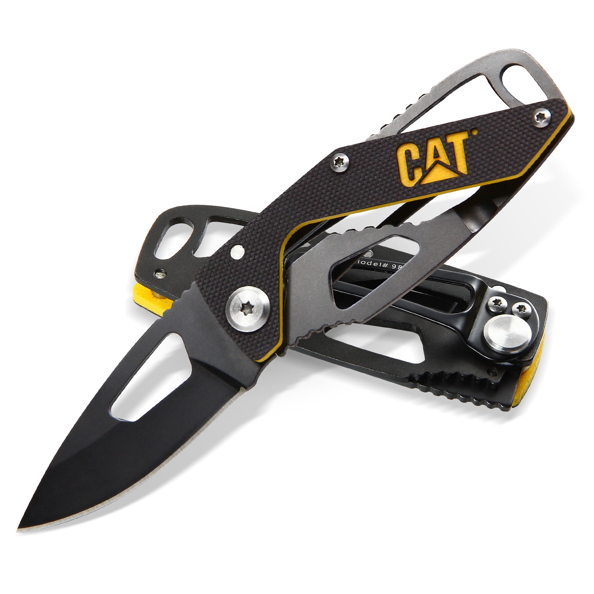 Cat 51/4 Inch Folding Skeleton Knife with Black Blade 980265