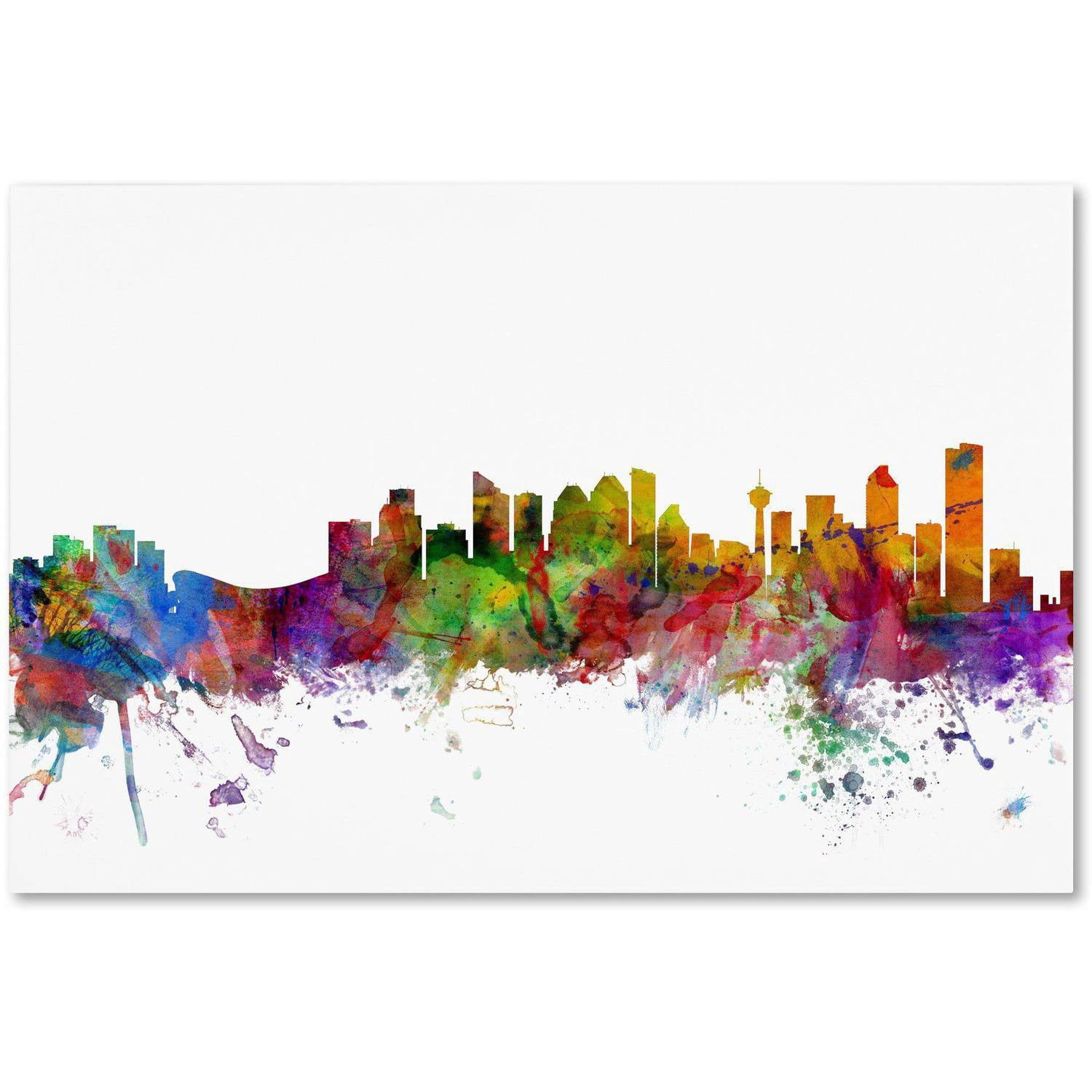 Trademark Fine Art "Perth Australia Skyline" Canvas Art by Michael Tompsett