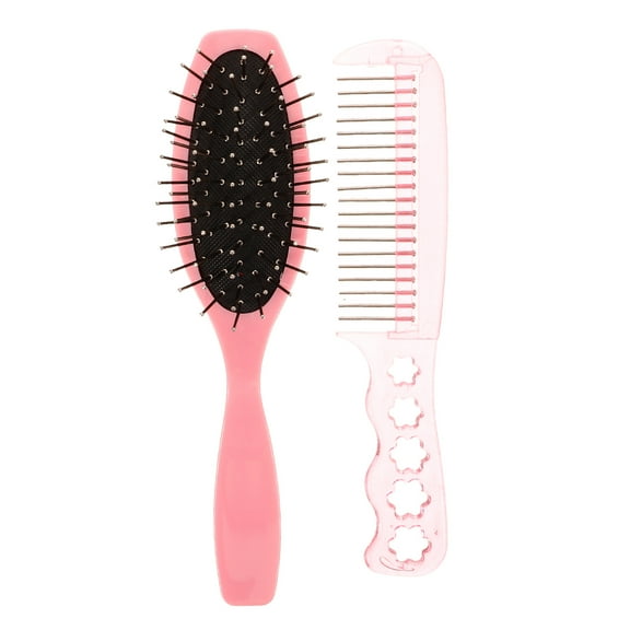 Raindrops Hair Brush and Steel Comb Set, Assorted Colors for Smooth and Easy Hair Styling, 1 Set