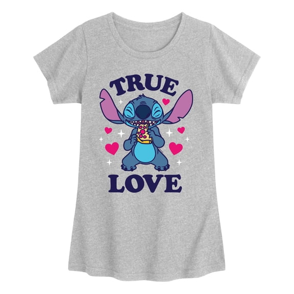 Lilo & Stitch - True Love Pizza - Youth Girls Fitted Short Sleeve T-Shirt